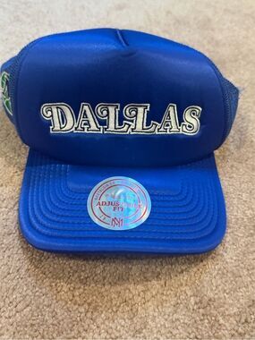 New Mitchell & Ness Dallas maverick satin trucker hat embroidered blue nba cap